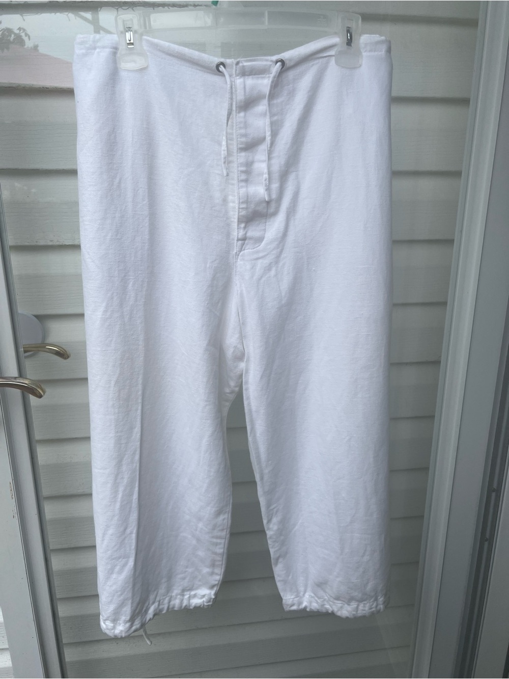 Guess White Cropped Drawstring Pants